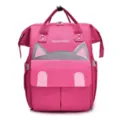 Rosa Wickelrucksack mit Katzenohren, großer Kapazität und isolierten Flaschenfächern. - Katze Rosenrot