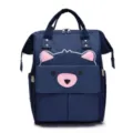 Großer blauer Wickelrucksack mit süßem Bärendesign für Mütter, ideal für unterwegs und Reisen. - Bär Tiefblau