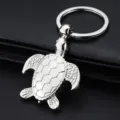 Silver metal turtle keychain, creative marine animal souvenir pendant for car keys and bags. - Large Style (X-368)