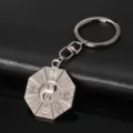 Metall Bagua Tai Chi Schlüsselanhänger achteckiger Anhänger traditioneller Feng Shui Ring. - Silber