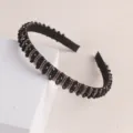 Elegant black crystal beaded headband, sparkly zircon hair hoop for women fashion accessories. - Champagne Seed Bead - Black Crystal