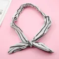 Chiffon black and white striped hairband with cute rabbit ear bow detail for daily styling. - 6# White Stripes