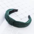 Dark green knotted fabric headband vintage pleated hair hoop for women hair accessories - Dark Green