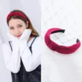 Knot headband for women, red fabric hair hoop, stylish retro sweet hair accessories for daily wear. - Burgundy