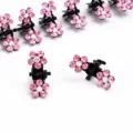 Petites pinces à cheveux strass pour femmes, mini griffes de cheveux fleur cristal brillant. - Rose vif