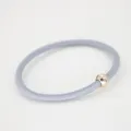 Minimalist grey hair elastic tie with a small gold bead variant, elegant hair accessory. - Blue