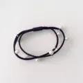 Black elastic hair tie decorated with sweet white pearls for women's daily hair styling accessories. - Black