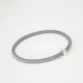 Minimalist gray hair tie featuring a polished metallic round bead, simple daily hair accessory. - Gray