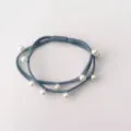 Blue elastic hair tie with white pearls, sweet style hair rope for women and girls daily wear. - Light Blue