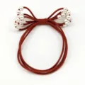 Multi-layer elastic hair tie with white faux pearl decoration, stylish and durable for daily use. - Orange Red