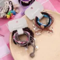 Joli set d'elastiques a cheveux fleurs et perles accessoires mignons pour femmes et filles style - Style 11 Perle Nouée / 5 Pièces/Paquet