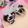 Ensemble d'élastiques à cheveux perles style mignon accessoires pour femmes et filles - Style 10 Perles Brodées / 5 Pièces/Paquet
