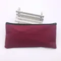 Burgundy canvas pencil pouch with black zipper, simple portable makeup coin purse variant. - 8#Wine Red