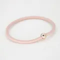 Simple pink hair tie with golden bead, elastic hair band, minimalist daily hair accessory. - Korean Pink