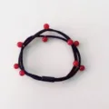 Black elastic hair tie with cute red beads, simple stretchy hair band for women daily use. - Black With Red Beads (6# Black Rope Red Beads)