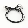 Black multi-layer hair elastic with white faux pearl accents, elegant and stretchy hair tie for women. - Black