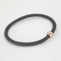 Black hair tie with rose gold bead, minimalist elastic hair band for daily styling. - Black