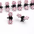 Small rhinestone hair claw clips pink flower hair accessories for women girls cute styling tool - Set of 12 / Light Pink