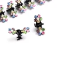 Small rhinestone hair claw clips floral mini hair clamps crystal styling accessories for women - Set of 12 / Multicolor
