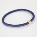 Blue elastic hair tie with cute gold metal bead minimalist daily hair accessory band loop - Navy Blue