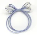 Blue multi-layer elastic hair tie with white pearls bow design, simple everyday rubber band. - Light Blue