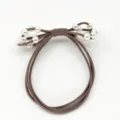 Elegant multi-layer brown hair rope with pearl bow decoration, simple and elastic for daily wear. - Light Coffee