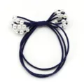 Dark blue multi-layer pearl hair tie, elastic rubber band for women daily styling. - Navy Blue
