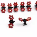 Petites pinces à cheveux fleur en strass rouge, mini griffes de cheveux brillantes cristal. - Rouge