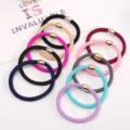 Simple elastic hair ties with metal beads, colorful scrunchies for women and daily wear. - Black Thick Cord With Gold Bead