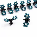 Petites pinces à cheveux fleur en strass bleu mini pinces métalliques pour coiffure femme - Vert Aquatique