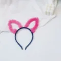 Cute plush cat ear hair hoop for cosplay and live streaming, sweet fashion hair accessory variant - 10# Long Hair Rabbit Ears - Rose Red