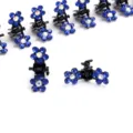 Petites pinces à cheveux fleur strass bleu, mini pinces métalliques pour femmes filles coiffure. - Bleu saphir