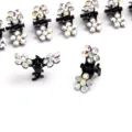 Petites pinces à cheveux strass pour femmes, jolies mini pinces griffes cristal fleur. - Argent Coloré