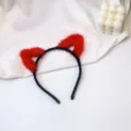 Cute red and black fluffy cat ear headband for sweet daily wear and fun cosplay parties. - 2# Long Hair Cat Ears - Red