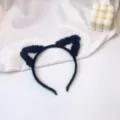 Black fuzzy cat ear headband cute plush hair hoop sweet style hair accessories for women girls. - 3# Long Hair Cat Ears - Black