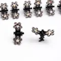 Petites pinces a cheveux fleur en strass noir, mini accessoires de coiffure pour femmes. - Gris
