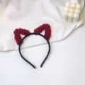 Red Fluffy Cat Ears Headband Cute Hair Hoop for Women Girls Cosplay Party Daily Wear. - 4# Long Hair Cat Ears - Wine Red