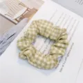 Chouchou à carreaux vert et blanc, élastique à cheveux en tissu rétro pour femmes filles. - Jaune Clair à Carreaux