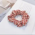 Chouchou en tissu à carreaux rouge et blanc, attache élastique vintage pour femmes et filles style. - Carreaux Rouge Foncé
