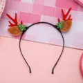 Christmas reindeer headband with plush ears and cute mini trees, perfect for holiday party wear. - Red Antler with Xmas Tree