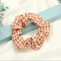 Chouchou Cheveux Carreaux Rouges en Tissu Elastique pour Femme Fille Attache Queue de Cheval - Rouge Clair Plaid