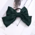 Lazo para el pelo de satén verde oscuro elegante cinta elástica para mujeres y niñas accesorios - Verde Oscuro (Coletero)