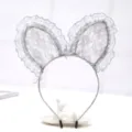 Gray lace bunny ear headband cute hair hoop sweet hair accessories for women and girls - Large Rabbit Ears Style - Gray