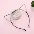 Pearl cat ear headband, sweet cute hair hoop for women and girls, stylish daily hair accessories. - White Artificial Pearl Cat Ears
