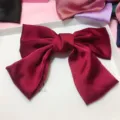Burgundy chiffon large bow hair clip, elegant sweet spring clip for women and girls styling. - Wine Red