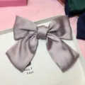 Mauve satin big bow hair clip, elegant sweet hair accessory for women and girls styling. - Plain Light Purple