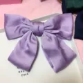 Large purple satin bow hair clip for women, sweet and elegant hair accessory for daily wear. - Plain Purple