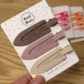 Minimalist side hair clips set in elegant milk tea colors, chic fringe clip fashion accessory. - 3 Pieces/Pack / Three Clips Leaf - Milk Tea Series