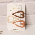 Set of 3 milk tea color heart-shaped hair clips, cute bangs side pins for women and girls. - 3 Pieces/Pack / Three Clips - Heart Milk Tea Series