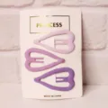 Heart shape snap hair clips set, purple tone gradient metal bobby pins, detailed card display. - 3 Pieces/Pack / Three Clips - Heart Purple Series